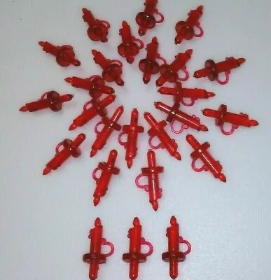 $8.49 • Buy 25 Loop Candle Red  Bulbs Pegs Ceramic Christmas Tree Lights VINTAGE