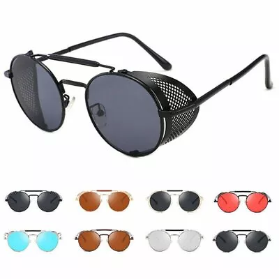 $17.88 • Buy Vintage Retro Steampunk Sunglasses Side Shield Hipster Round Designer Glasses