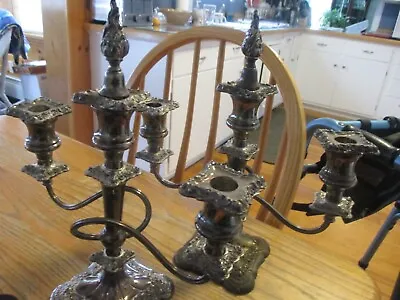 Vintage Pair Of 2 International Silver 3 Arm Twisted Candelabras #GW&S 503 • $225