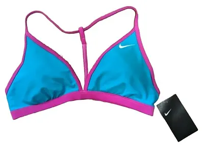 Nike T-Back Bikini Top Women's Swimsuit Blue Fury Size Large • $19.99