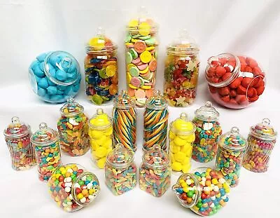 19 Retro Empty Plastic Sweet Jars For Pick  Mix Victorian Sweet Shop Candy Bu • $138.70