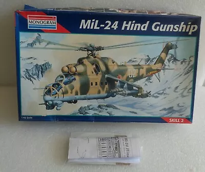 NEW 1995 MONOGRAM MIL MI-24 HIND GUNSHIP HELICOPTER 1:48 MODEL KIT 5819 W/EXTRAS • $39.99