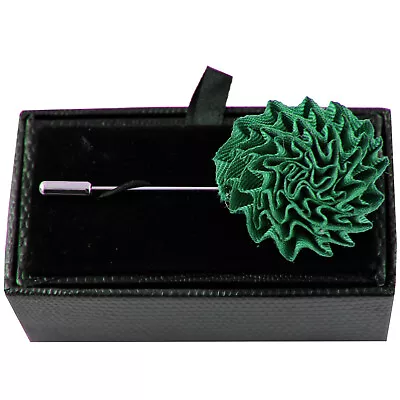 New In Box Men's Suit Chest Buckle Brooch Green Flower Lapel Pin Formal Prom • $12.95