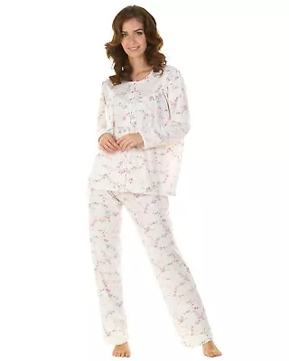 LA MARQUISE Ladies LARGE Cuddleknit RIBBON IN BLOOM PYJAMAS Ivory BNWT • £10.99