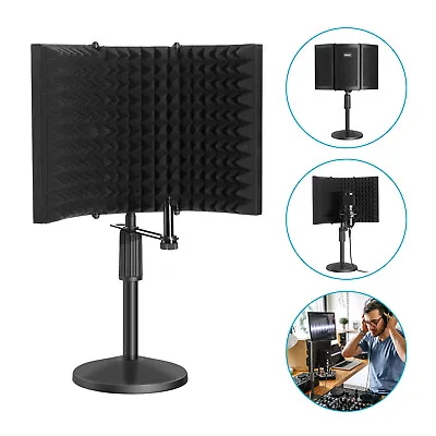 3 Panels Compact Microphone Isolation Shield Acoustic Foam Panel With Desk Stand • $42.99