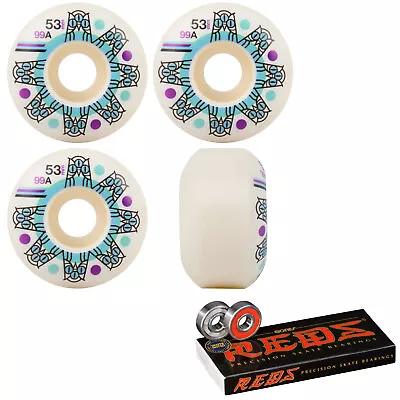 Triclops Skateboard Wheels Roulette 53mm 99A White With Bones Reds Bearings • $22.95