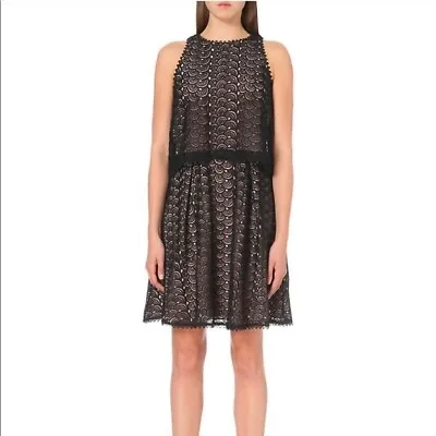 REISS Women's Size 6 Remi Black Layered Lace Dress Sleeveless A Line GUC • $29.99