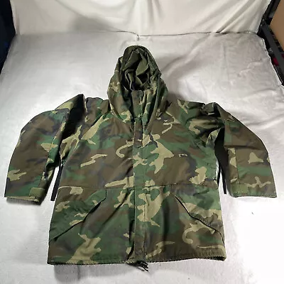 Vintage Military Parka Mens Large Regular Green Camo Parka Extended Cold Weather • $54.99