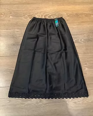 M&S Ladies Plain Black  Waist Half Slip Petticoat Size 12-14 BNWT • £1.99