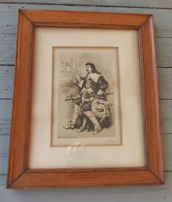 STEPHEN FERRIS   Antique Etching Of Swordsman With His Son - PENCIL SIGNED • $125