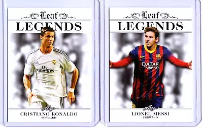  2  Cristiano Ronaldo & Lionel Messi 2017 Leaf Legends Soccer Card Lot!  Mint  • $14.95
