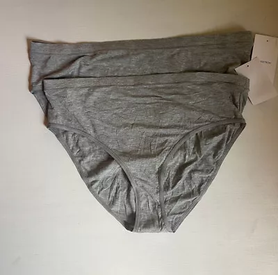 NWT NORDSTROM SET OF 2 BRIEF PANTIES Women’s LARGE HEATHER GEAY MODAL • $14.41