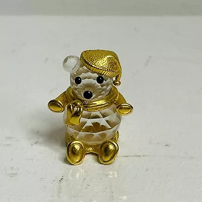 Swarovski Miniature Crystal Bear Hat Gold Tone 1980's Trimlite Figurine Gift • $26.20