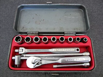 Vintage Craftsman 1/4  Drive SAE 14pc Socket Set With Flying V Ratchet =V= USA • $74.95