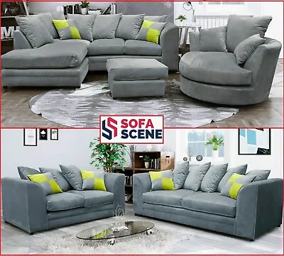 £389 • Buy Velvet Fabric Sofa Armchair 3 2 Seater Swivel Chair Plus Soft Chicago Suite Set 