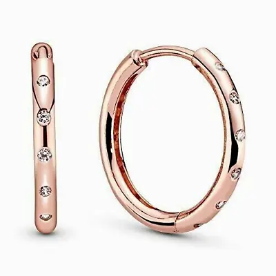 Pandora Droplets Genuine Rose Gold  Hoop Earrings - 286244CZ + Free Gift Pouch • £19.66