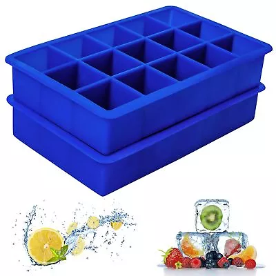 2 Pack Silicone Ice Cube Tray Ice Cube Trays Molds Large Ice Cube Tray • $13.20