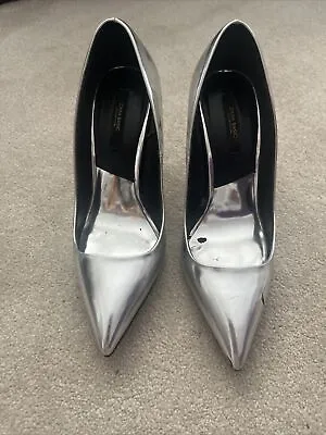 Zara Silver Stiletto Heel Court Shoes Size 5 • £4.99