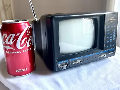 Vintage 1990 Cute Portable Action 5  Mini B&W TV Television 3505 WCord Works! • $69.99