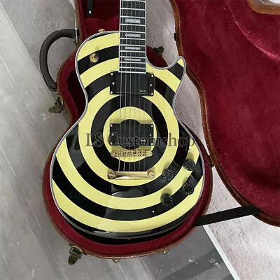 Cream&Black Zakk Wylde Bullseye Electric Guitar LP Solid Body Gold Part W/ Case • $337.56