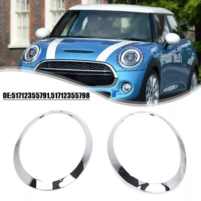 Pair Chrome Headlight Trim Ring Cover For 2014-2019 MINI Cooper S F55 F56 F57 • $39.99