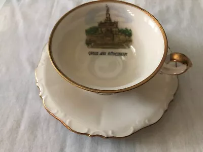 Vntg German Souvenir Demitasse Cup & Saucer- Gold Rim #87  Gruss Aus Rüdesheim  • $22.35