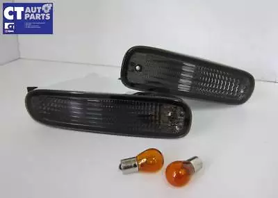 Black Front Bumper Indicator Signal Lights For 93-95 Nissan S14 200SX Silvia S1 • $58.06