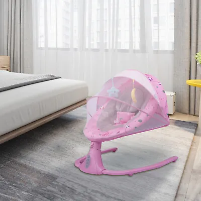 $90 • Buy Portable Bluetooth Pink Electric Baby Swing Cradle Swings Chair Bouncer Seat 