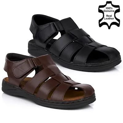 Men Leather Sandal Mule Fisherman Gladiator Trekking Roma Hiking Shoe Size 7-12 • £19.95