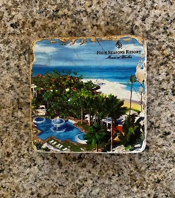 Maui Four Seasons Resort At Wailea Colorful Painted Stone Coaster Pool Scene • $4.99