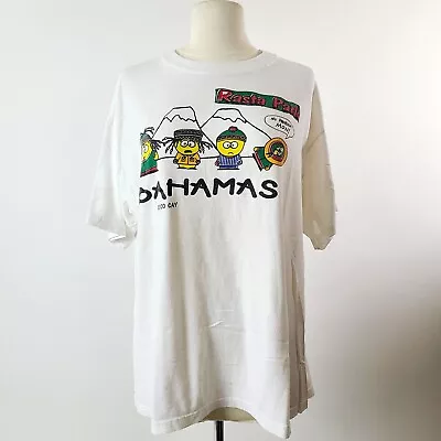 Vintage 90s Mens XL South Park Jamaica Rasta Park Short Sleeve T-Shirt White • $45.99