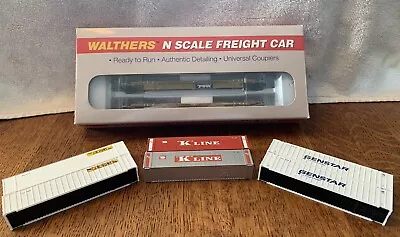 N Walthers 3-Unit TTX Double Stack Cars Custom Metal Walkways 48’&45’ Containers • $89