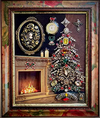 Vintage Christmas Framed Jewelry One Of A Kind Art Home Decor Unique Gift • $399