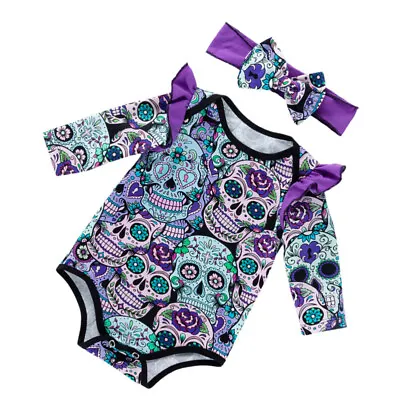  Newborn Baby Infant Skull Printed Clothing Cotton Climbing Clothes Casual • £9.62