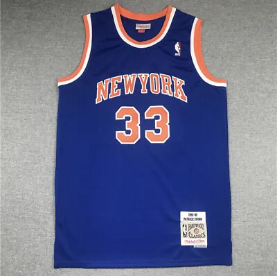 New York Knicks Patrick Ewing Blue Pinstriped Vintage Throwback #33 Jersey • $45.96