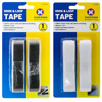 New Self Adhesive Tape Strips Sticky Hook And Loop Fastener Extra Strong 20mm 1m • £2.95