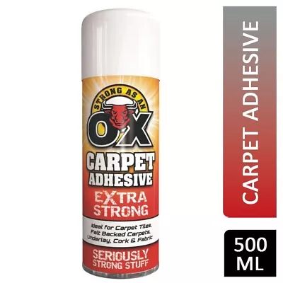 500ML Carpet Adhesive Spray Heavy Duty Glue Strong As An Ox  For  Tile Fabric • £7.95