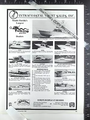 1983 ADVERTISEMENT Intracoastal Sales Viking 46 VBSF 40 41 50 Boat Motor Yacht • $11.50