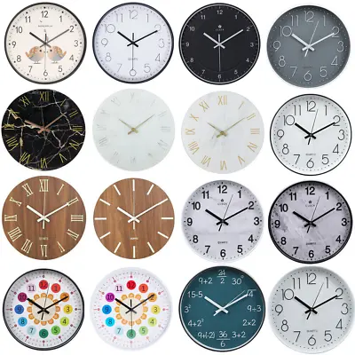 Large Round Wall Clock 30cm Indoor Kitchen Bedroom Home Decortive Silent Quartz • £9.95