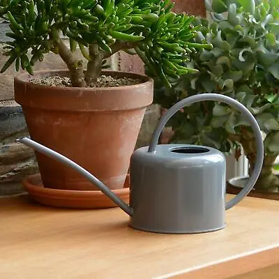 Indoor Watering Can Small Grey Metal Galvanised Steel Mini 1.1L Narrow Spout UK • £13.19