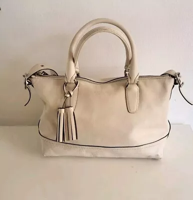 Coach Candace Legacy Ivory Leather Shoulder Tote Medium Bag.  • $120