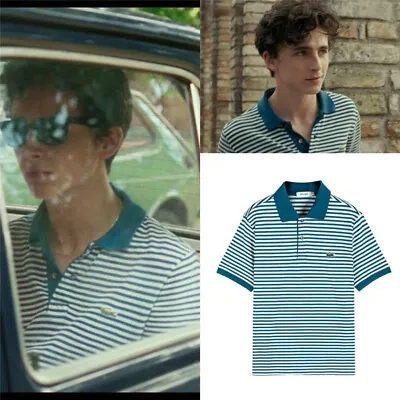 $74.06 • Buy Call Me By Your Name Timothée Chalamet Elio Blue Stripe Polo T-Shirt CMBYN Top