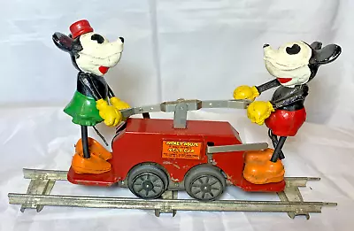 Disney 1930s LIONEL 1100 Mickey Mouse & Minnie Hand Car 14 Section  2-Rail Track • $141.50