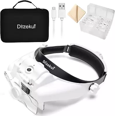 Magnifying Glass With Light 1X To 14X Rechargeable Headband Magnifier With Carr • $52.06