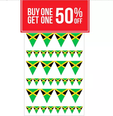 Jamaican Independence Day 20 Metre's 40 XL Flags Jamaica Triangle Party Bunting • £9.95