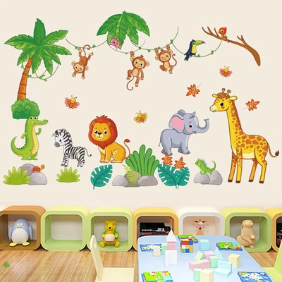 £7.15 • Buy Jungle Animal Monkey Lion Tree Kid Art Decor Mural Decal Wall Stickers Nursery