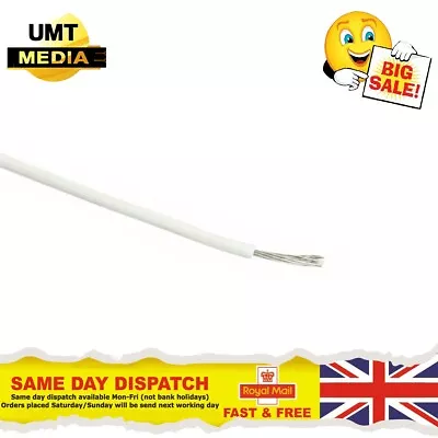 £3.55 • Buy 5 Metres White 0.34mm² 8Amp 22AWG Automotive Hookup Wire Auto Cable