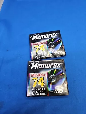 2 Factory Sealed FacMemorex Blank Recordable Minidisc 74 Minutes Brand New • $10