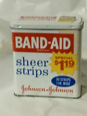 Vintage Johnson & Johnson Band-aid  1  Wide Sheer Strips Metal Tin Special $1.19 • $24.99