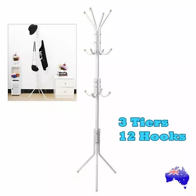 Metal Coat Stand Rack Clothes Hanger Hat Tree Vintage Jacket Bag Umbrella Hook • $18.99